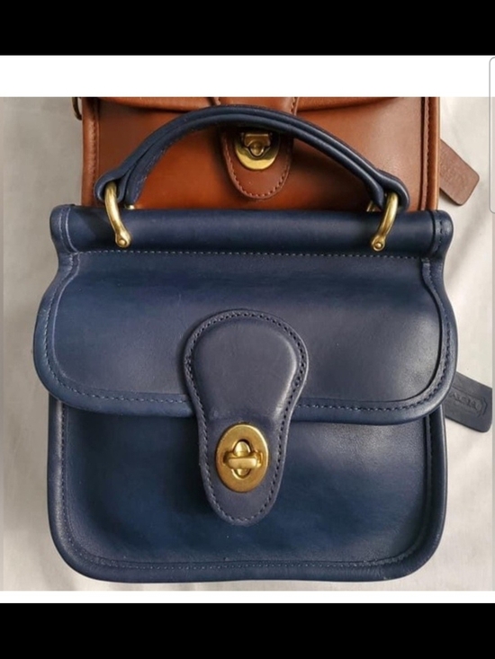 Coach Handbags - Coach Navy Leather Top-Handle Crossbody with Gold Turn-Lock